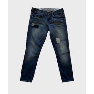 GAP 1969 Women’s Phoebe Patchwork Jeans Size 12 Always Skinny Dark Ankle Stretch